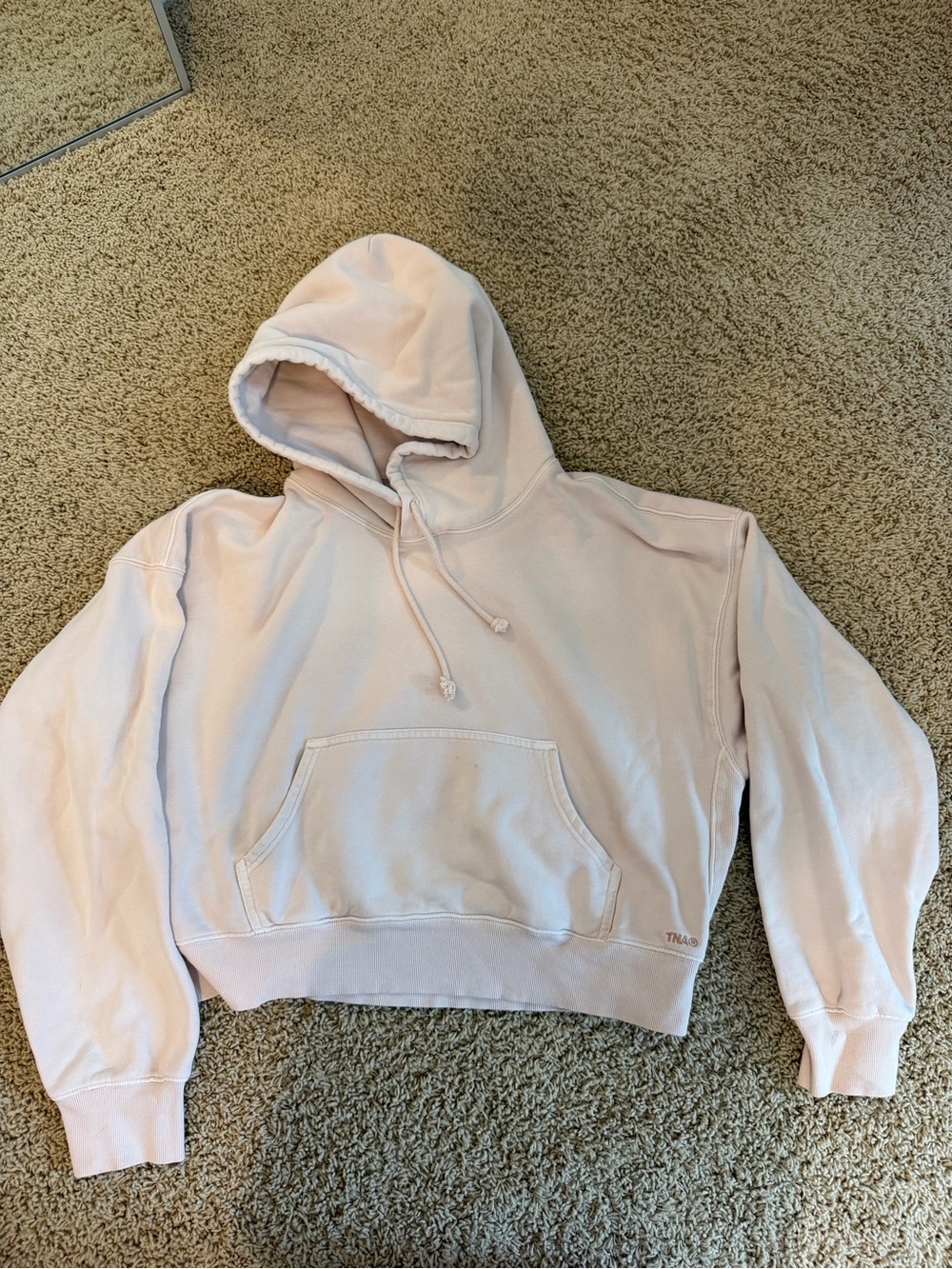TNA Light Blush Cropped Pullover Hoodie